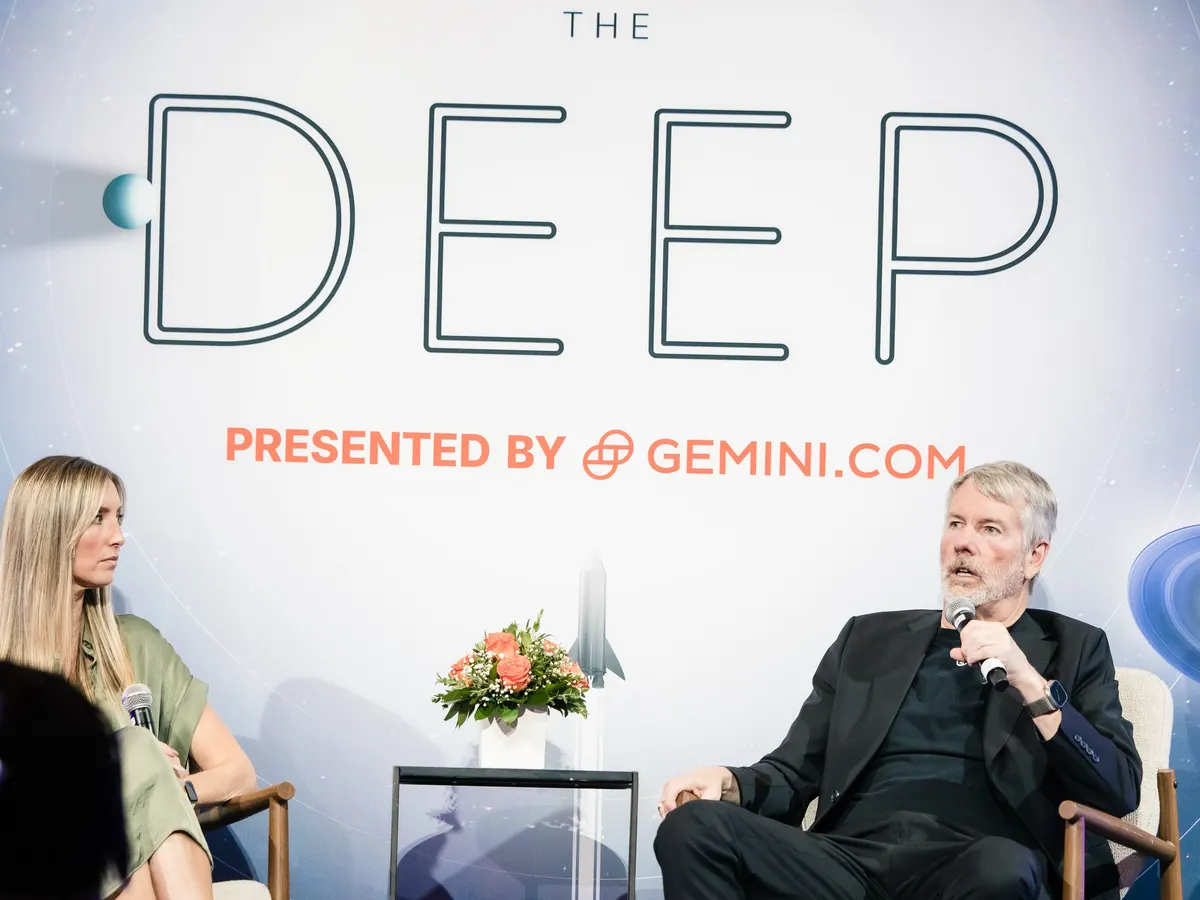 The Deep stage backdrop with its presenting partner's logo