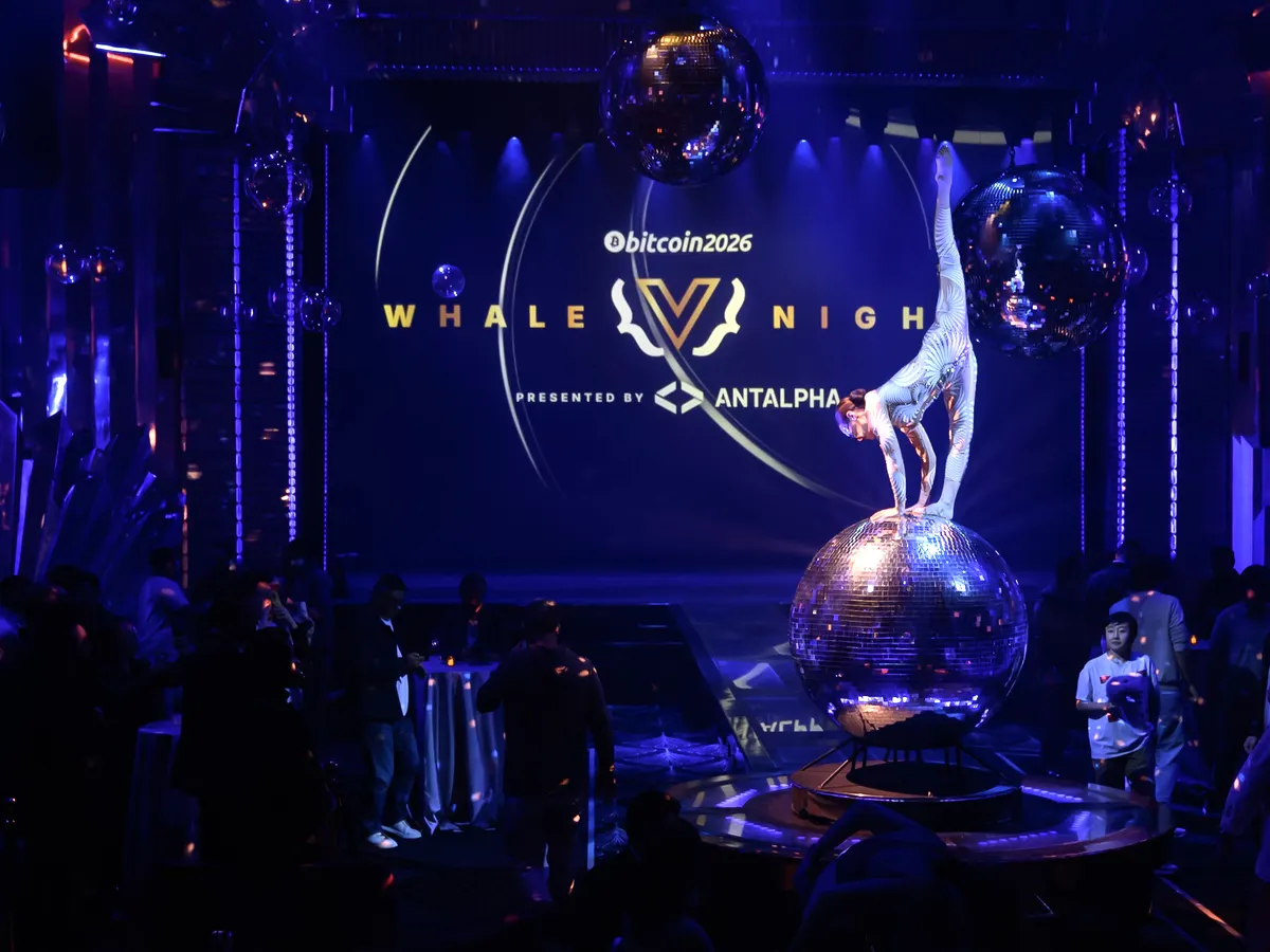 Whale Night stage screen showing the presenting partner's logo